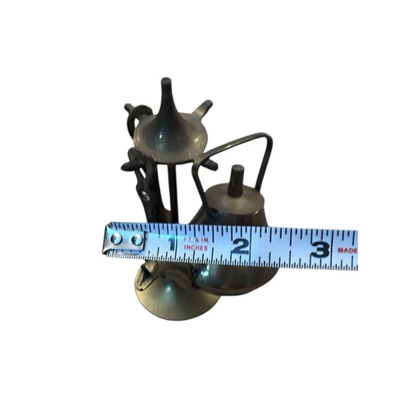 Vtg Mini Brass Teapot Kettle Spoon Fork & Stand Dollhouse Decorative - Picture 11 of 11